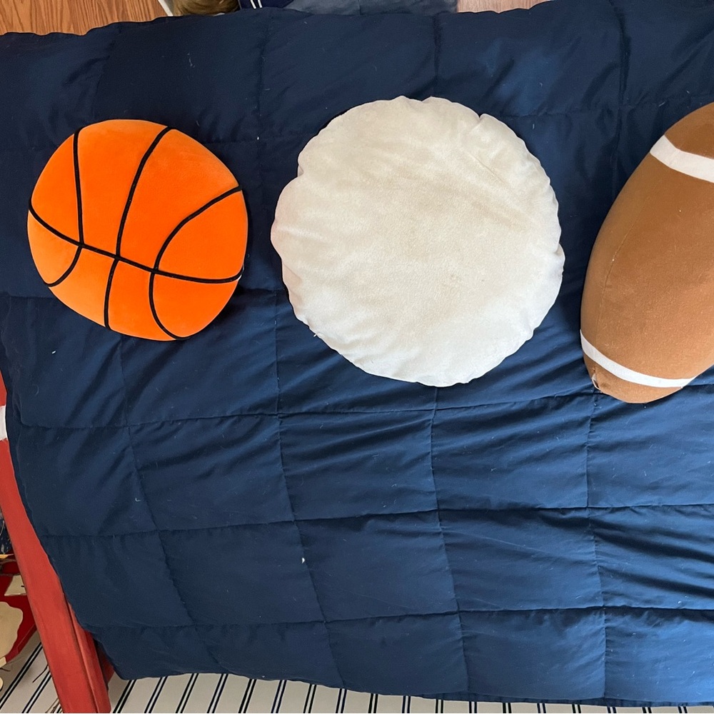 Sports-Themed Pillow Set - Orange, White, Brown